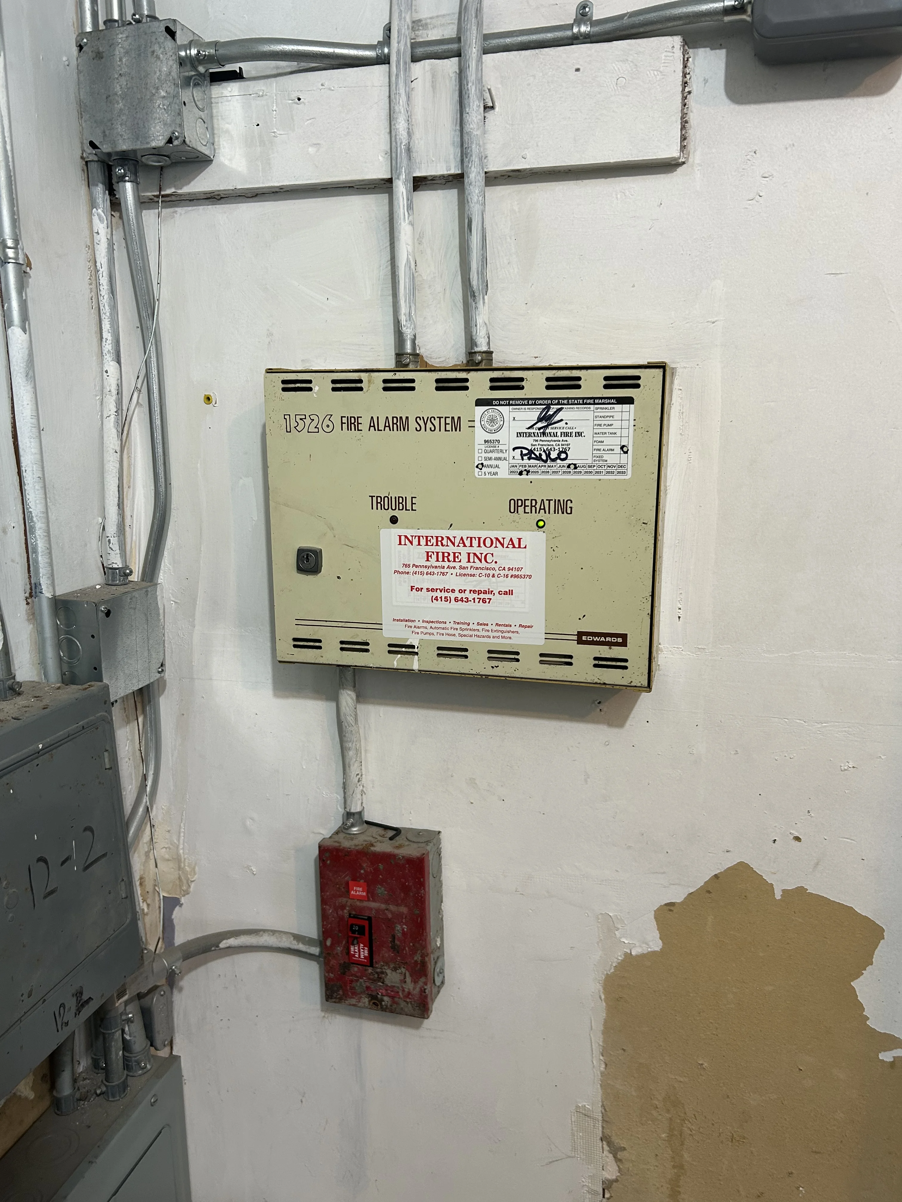 Fire alarm panel interior details